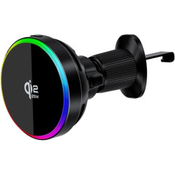 Chargeur de voiture magnétique sans fil 25 W avec lumière RVB, charge rapide, support de téléphone avec ventilateur de refroidis