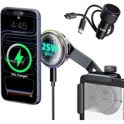 CloudValley Qi2.2 Support de téléphone sans fil 25 W pour Tesla Model Y/3, support de voiture magnétique réglable avec ventilate