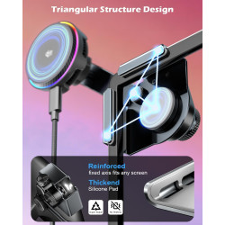 CloudValley Qi2.2 Support de téléphone sans fil 25 W pour Tesla Model Y/3, support de voiture magnétique réglable avec ventilate