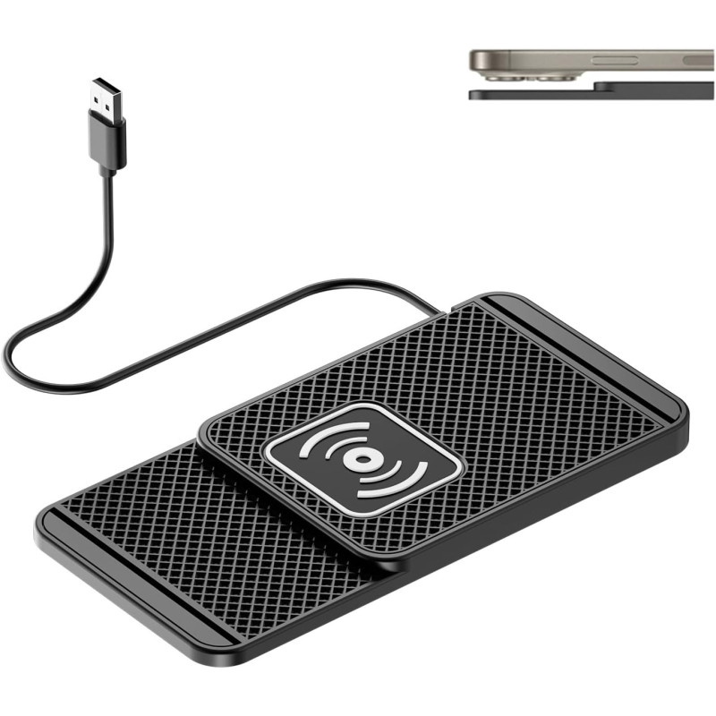 Tapis De Charge sans Fil pour Hyundai Kona 2017 2018 2019 2020 2021 2022 2023 2024 2025, Chargeur 20W pour Téléphones, Pad Stabl