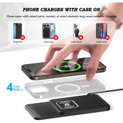 Tapis De Charge sans Fil pour Hyundai Kona 2017 2018 2019 2020 2021 2022 2023 2024 2025, Chargeur 20W pour Téléphones, Pad Stabl