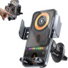 Support Intelligent 2 en 1 pour téléphone Portable avec Rotation Automatique et Chargeur sans Fil, 15W Qi Chargeur Induction Voi