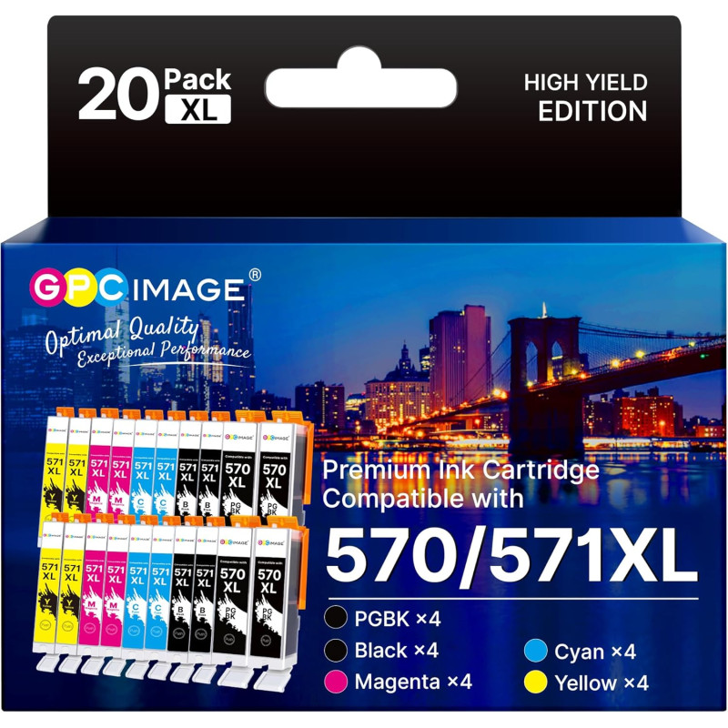 GPC Image 570 571 XL Cartouche d'encre Compatibles pour Canon 571 PGI-570 CLI-571XL pour Cartouche Canon MG5750 TS5055 pour PIXM