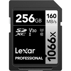 Lexar Carte SD Professionnelle 1066x 256 Go SDXC UHS-I avec Une Vitesse de Lecture jusqu'à 160 Mo/s, Carte Mémoire SD V30/U3/C10