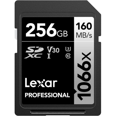 Lexar Carte SD Professionnelle 1066x 256 Go SDXC UHS-I avec Une Vitesse de Lecture jusqu'à 160 Mo/s, Carte Mémoire SD V30/U3/C10