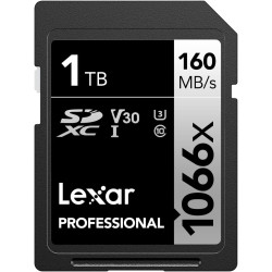 Lexar Carte SD Professionnelle 1066x 1 to, SDXC UHS-I jusqu'à 160 Mo/s en Lecture, Carte mémoire SD V30/U3/C10 pour appareils Ph