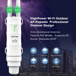 Repeteur WiFi Exterieur Puissant avec Antenne WiFi Longue Portée - Amplificateur Wavlink N300 2.4G- Outdoor Poe Répéteur WiFi Ex