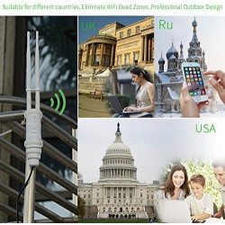 Repeteur WiFi Exterieur Puissant avec Antenne WiFi Longue Portée - Amplificateur Wavlink N300 2.4G- Outdoor Poe Répéteur WiFi Ex