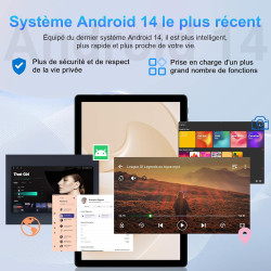 Tablette 10 pouces android octa core avec 20go ram + 128go rom (2to tf) | 5g + 2.4g wifi | fhd | gms | bleutooth 5.0 | 8mp + 5mp