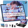 2026 Tablette Android 15 30Go RAM+128Go ROM + TF 2To 10 Pouces,Gemini AI,Octo-Core, 8000mAh,GPS,Corps intégré en métal, 5MP+8MP,