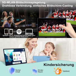 2026 Tablette Android 15 30Go RAM+128Go ROM + TF 2To 10 Pouces,Gemini AI,Octo-Core, 8000mAh,GPS,Corps intégré en métal, 5MP+8MP,