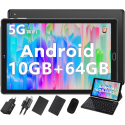 2026 tablette 10 pouces android octa core avec 64rom +2to tf | 5g + 2.4g wifi | gms | fhd | bleutooth 5.0 | 8mp + 5mp | type c, 