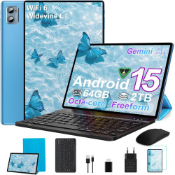 2026 tablette android 15 octa core avec 64go raom +2to tf | tablet 10 pouces | 5g + 2.4g wifi | fhd | gms | bleutooth 5.0 | 8mp 