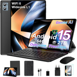 2026 tablette android 15 octa core avec 64go raom +2to tf tablet 10 pouces|5g + 2.4g wifi | fhd | gms | bleutooth 5.0 | 8mp + 5m