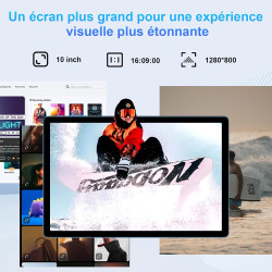 Tablette 10 pouces android octa core avec 20go ram + 128go rom (2to tf) | 5g + 2.4g wifi | fhd | gms | bleutooth 5.0 | 8mp + 5mp