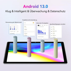 Tablette android, tablette 10 pouces, 6 go + 64 go (extensible jusqu'à 128 go), tablette android avec bleutooth 5.2, wi-fi 6, do
