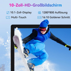 Tablette android, tablette 10 pouces, 6 go + 64 go (extensible jusqu'à 128 go), tablette android avec bleutooth 5.2, wi-fi 6, do