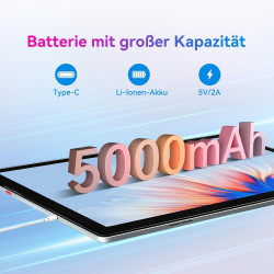Tablette android, tablette 10 pouces, 6 go + 64 go (extensible jusqu'à 128 go), tablette android avec bleutooth 5.2, wi-fi 6, do