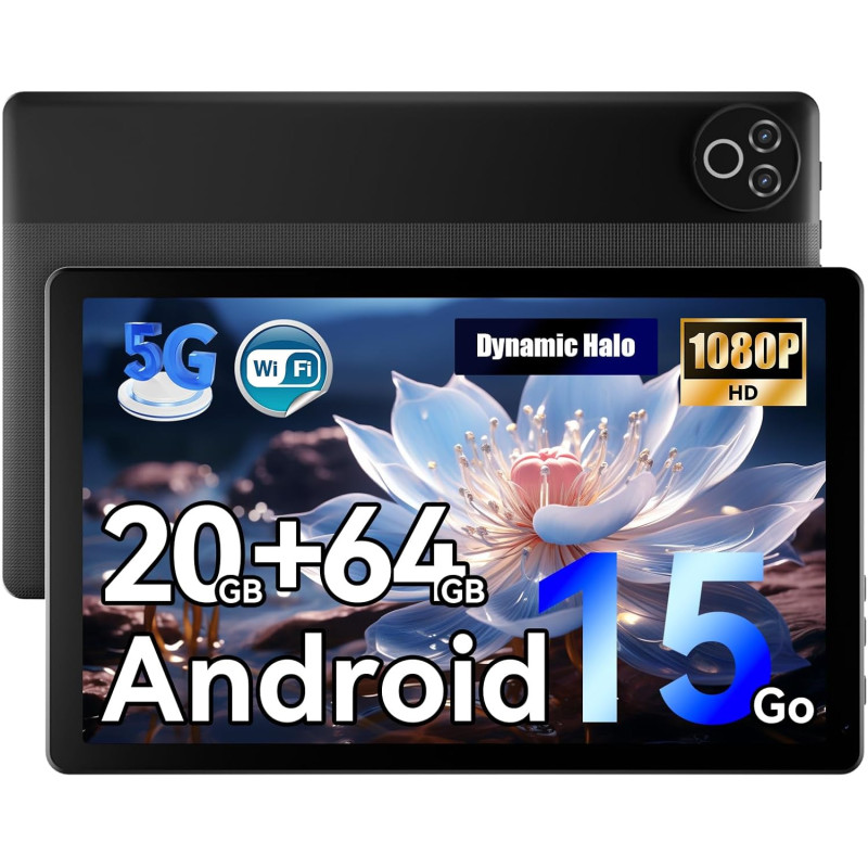 Android 15 tablet 10 zoll – 20gb ram (4+16) 64gb rom + 1tb tf, ips display 800×1280, octa-core, dual kamera, 5000mah akku, wifi6