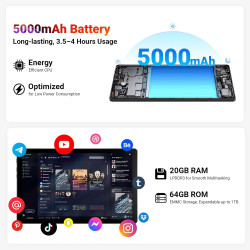 Android 15 tablet 10 zoll – 20gb ram (4+16) 64gb rom + 1tb tf, ips display 800×1280, octa-core, dual kamera, 5000mah akku, wifi6