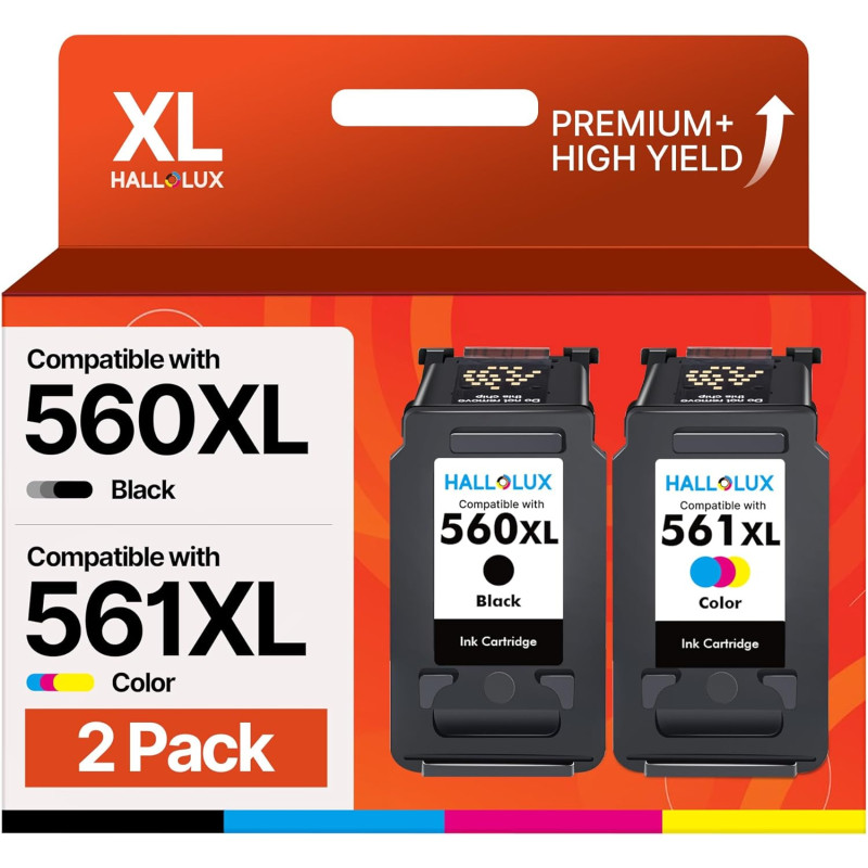 HALLOLUX 560XL 561XL Cartouches d'encre Remplacement pour Canon 560 561 XL pour Canon 560 et 561 PG‑560XL CL‑561XL pour Pixma TS
