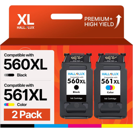 HALLOLUX 560XL 561XL Cartouches d'encre Remplacement pour Canon 560 561 XL pour Canon 560 et 561 PG‑560XL CL‑561XL pour Pixma TS
