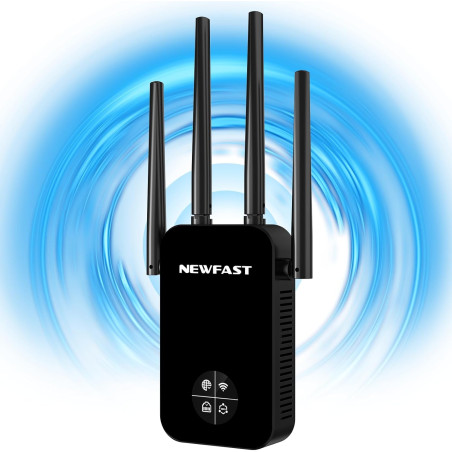 NEWFAST Répéteur WiFi AC1200 Mbps NF-RE523, Double Bande Amplificateur WiFi Puissant Couvre jusqu'à 100 m², Repetiteur WiFi Comp