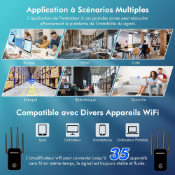 NEWFAST Répéteur WiFi AC1200 Mbps NF-RE523, Double Bande Amplificateur WiFi Puissant Couvre jusqu'à 100 m², Repetiteur WiFi Comp