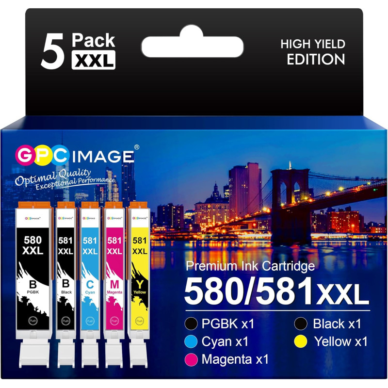GPC Image CLI-581 PGI-580 XXL Cartouches d'encre Remplacement Compatible pour Canon 581 580 XXL pour TS8150 TS6150 TS8250 TS6151