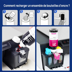 Denvoer 31 32XL Bouteille Encre Compatible avec Encre HP 31 et HP 32xl pour HP Smart Tank 7305 7005 5105 5106 5108 7605 7606 Ser