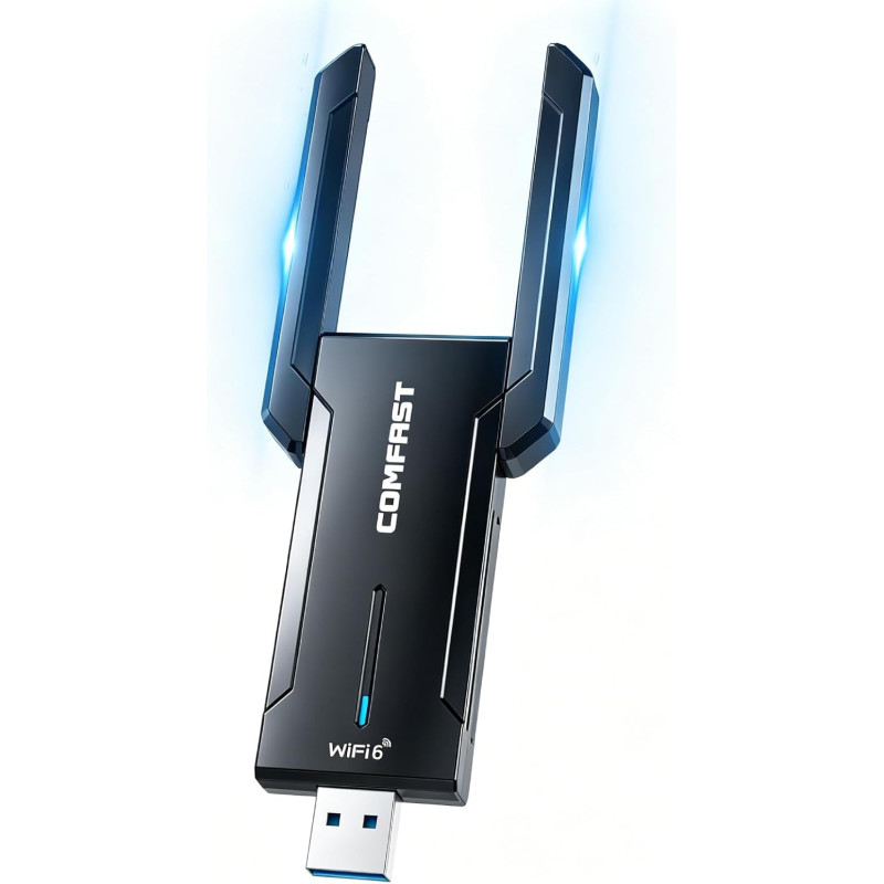COMFAST Clé WiFi 6E, Clé WiFi pour PC AX5400 Mbps Tri-Bande 6GHZ / 5GHz / 2,4GHz Cle WiFi USB, Adaptateur WiFi Puissante Compati