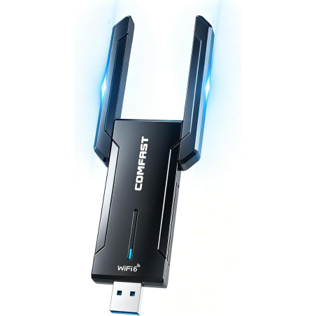 COMFAST Clé WiFi 6E, Clé WiFi pour PC AX5400 Mbps Tri-Bande 6GHZ / 5GHz / 2,4GHz Cle WiFi USB, Adaptateur WiFi Puissante Compati