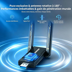 COMFAST Clé WiFi 6E, Clé WiFi pour PC AX5400 Mbps Tri-Bande 6GHZ / 5GHz / 2,4GHz Cle WiFi USB, Adaptateur WiFi Puissante Compati