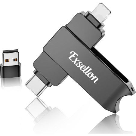 Cle USB iPhone Stockage 128 Go, sans Application – Stockez Photos et vidéos, Cle USB pour iPhone/Pad/Android/PC