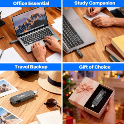 Cle USB iPhone Stockage 128 Go, sans Application – Stockez Photos et vidéos, Cle USB pour iPhone/Pad/Android/PC