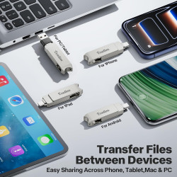 Cle USB iPhone Stockage 256 Go, sans Application – Stockez Photos et vidéos, Cle USB pour iPhone/Pad/Android/PC