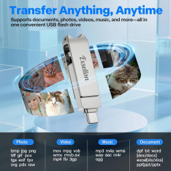 Cle USB iPhone Stockage 256 Go, sans Application – Stockez Photos et vidéos, Cle USB pour iPhone/Pad/Android/PC