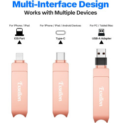 Cle USB iPhone Stockage 128 Go, sans Application – Stockez Photos et vidéos, Cle USB pour iPhone/Pad/Android/PC