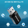 NEWFAST Clé WiFi Puissante AC1300 Mbps NF-U323, Nano Adaptateur USB WiFi, Double Bande 2.4G / 5GHz Clé WiFi pour PC, MU-MIMO, US
