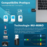NEWFAST Clé WiFi Puissante AC1300 Mbps NF-U323, Nano Adaptateur USB WiFi, Double Bande 2.4G / 5GHz Clé WiFi pour PC, MU-MIMO, US