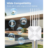 WiFi 6 Repeteur Puissant Exterieur, Amplificateurs WiFi avec Gigabit LAN, IP68 Étanche, Double Bande 2402Mbit 5GHz+574 Mbit 2,4 