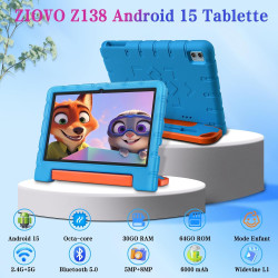 ZIOVO Tablette Enfants 10 Pouces Android 15, 30Go RAM+64Go ROM (TF 2To), 5G WiFi Tablettes, Gemini AI, Octa-Core/Widevine L1/Fac