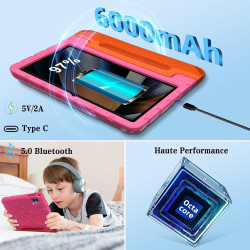 ZIOVO Tablette Enfants 10 Pouces Android 15, 30Go RAM+64Go ROM (TF 2To), 5G WiFi Tablettes, Gemini AI, Octa-Core/Widevine L1/Fac