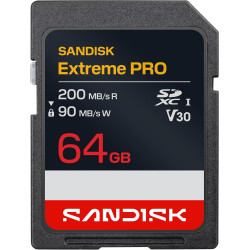 SANDISK Extreme Pro Carte SD UHS-I de 64 Go (Jusqu’à 200 Mo/s en Lecture et Jusqu’à 90 Mo/s en écriture, vidéo 4K UHD, U3, V30) 