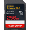 SANDISK Extreme Pro Carte SD UHS-I de 256 Go, Jusqu’à 250 Mo/s en Lecture et Jusqu’à 170 Mo/s en écriture, vidéo 4K UHD, U3, V30
