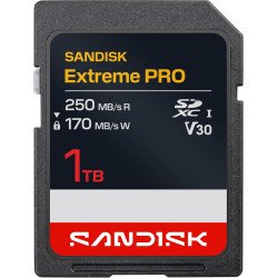 SANDISK Extreme Pro Carte SD UHS-I de 1 to (Jusqu’à 250 Mo/s en Lecture et Jusqu’à 170 Mo/s en écriture, vidéo 4K UHD, U3, V30) 