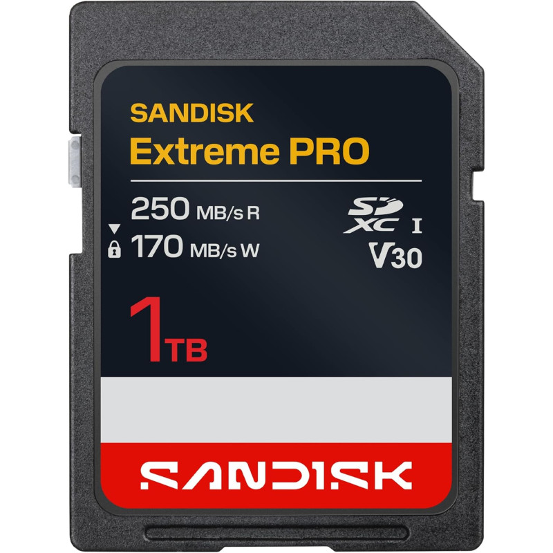 SANDISK Extreme Pro Carte SD UHS-I de 1 to (Jusqu’à 250 Mo/s en Lecture et Jusqu’à 170 Mo/s en écriture, vidéo 4K UHD, U3, V30) 