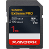 SANDISK Extreme Pro Carte SD UHS-I de 1 to (Jusqu’à 250 Mo/s en Lecture et Jusqu’à 170 Mo/s en écriture, vidéo 4K UHD, U3, V30) 