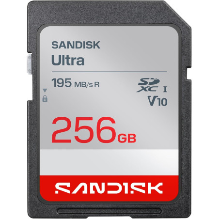 SANDISK Ultra Carte SDXC UHS-I 256 Go (Jusqu’à 195 Mo/s en Lecture, vidéo Full HD, V10, U1, C10) SANDISK Memory Zone App