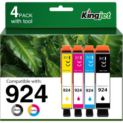 KINGJET 924 Cartouches d'encre pour HP 924 Cartouches compatibles avec HP OfficeJet 8120e 8122e 8124e 8125e pour OfficeJet Pro 8